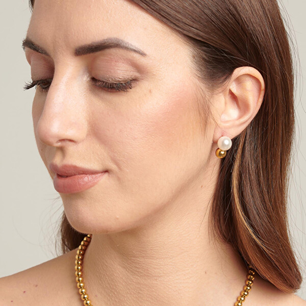 Decenti orecchini di perle placcate oro Perfect BPC23