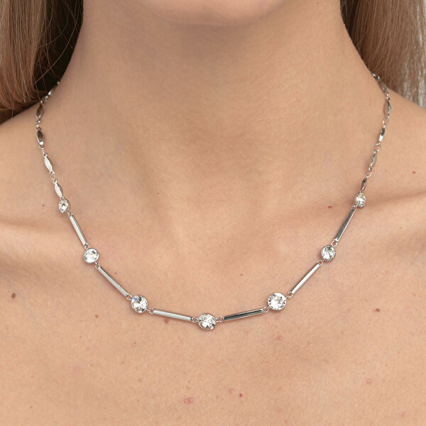 Slušivý ocelový náhrdelník s čirými krystaly Affinity BFF158