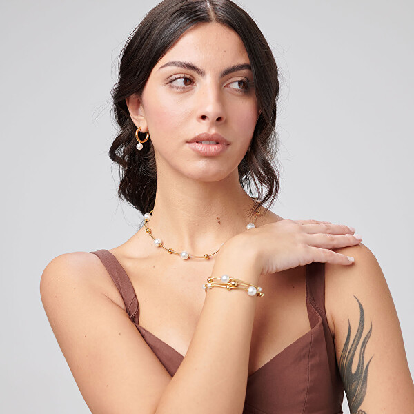 Slušivý pozlacený náhrdelník s perličkami Perfect BPC49