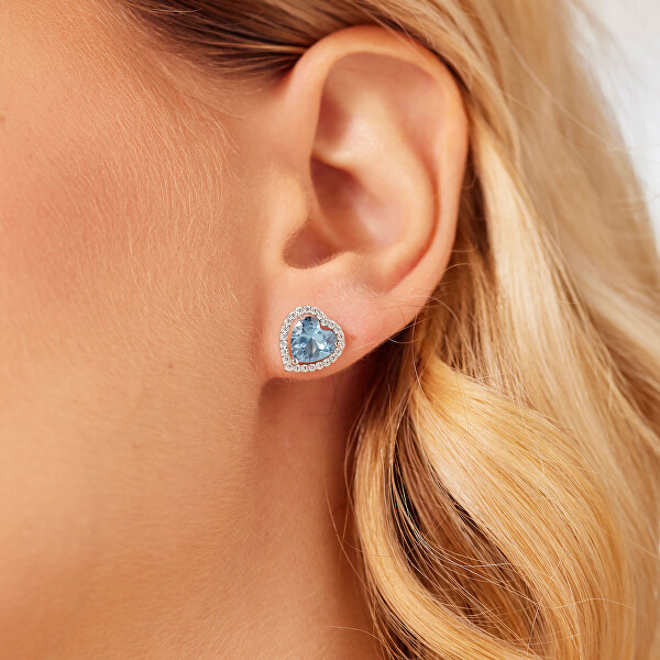 Stříbrné srdíčkové náušnice Fancy Cloud Light Blue FCL127