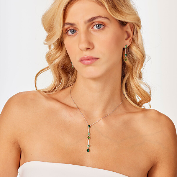 Stříbrný náhrdelník se zelenými kubickými zirkony Life Green FLG150