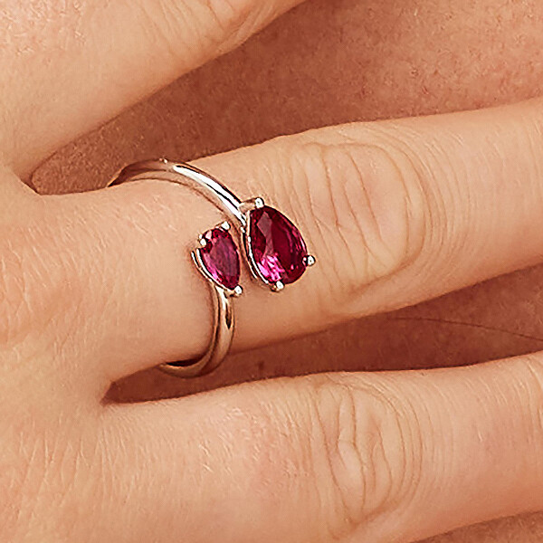 Stříbrný otevřený prsten Passion Ruby Fancy FPR115