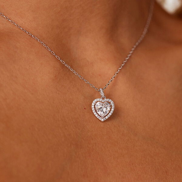 Stříbrný srdíčkový přívěsek Fancy Infinite White FIW163