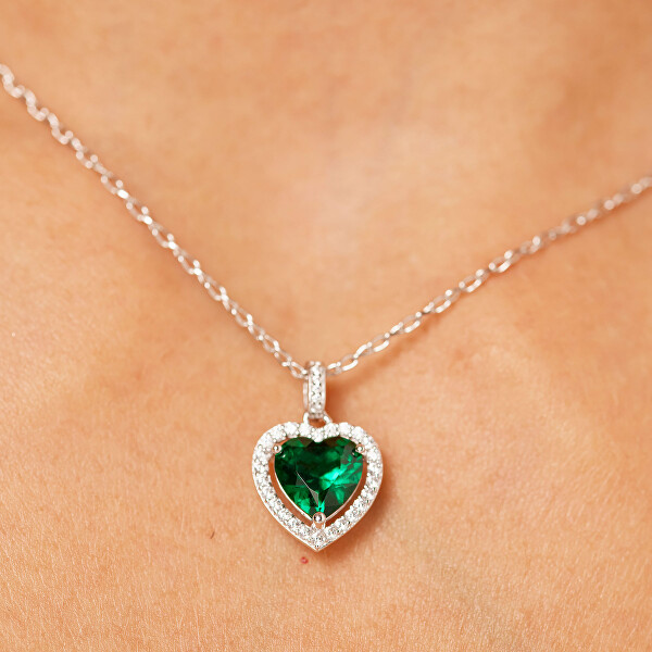 Stříbrný srdíčkový přívěsek Fancy Life Green FLG144