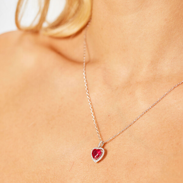 Stříbrný srdíčkový přívěsek Fancy Passion Ruby FPR141