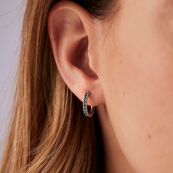 Stylová kruhová single náušnice Fancy Aqua Green FAG17