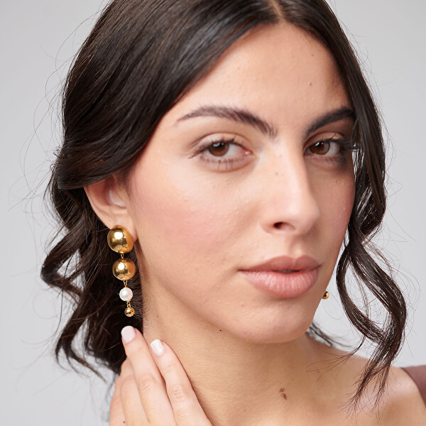 Stylové dlouhé náušnice se syntetickou perlou Perfect BPC61