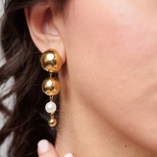 Stylové dlouhé náušnice se syntetickou perlou Perfect BPC61