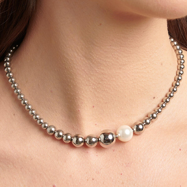 Eleganti perline in acciaio con perla Perfect BPC01