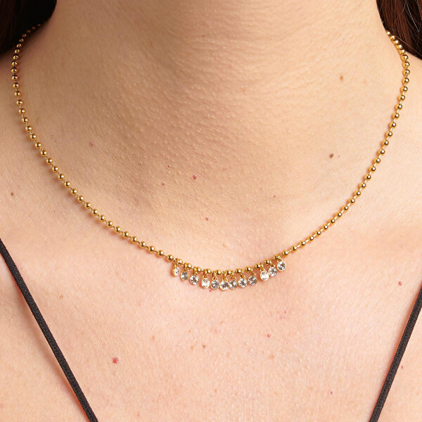 Trendige vergoldete Halskette mit Kristallen Symphonia BYM150