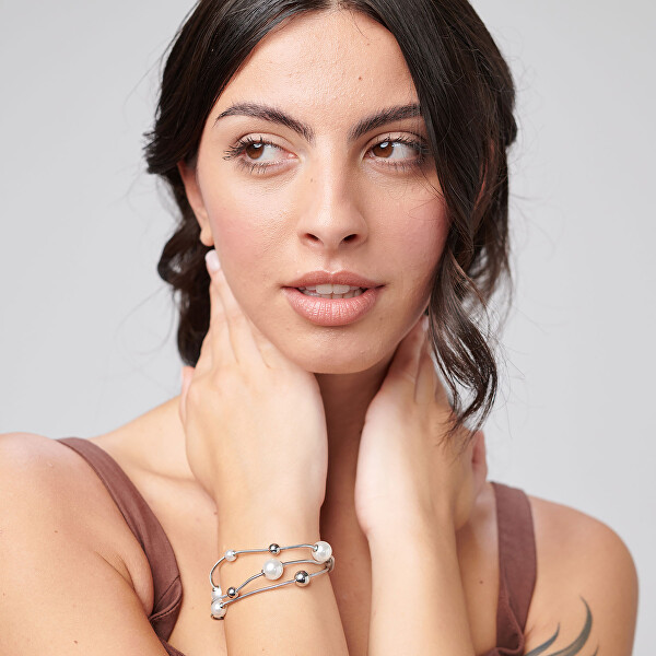 Trojitý ocelový náramek s perličkami Perfect BPC58