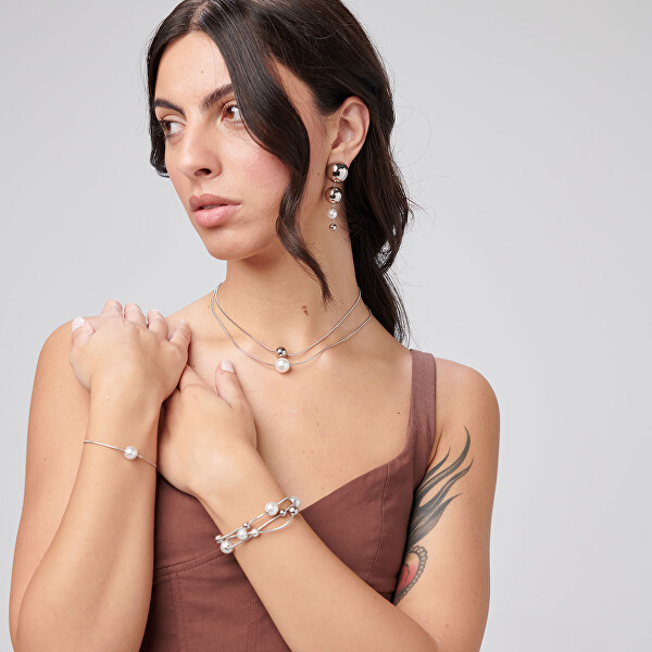 Trojitý ocelový náramek s perličkami Perfect BPC58