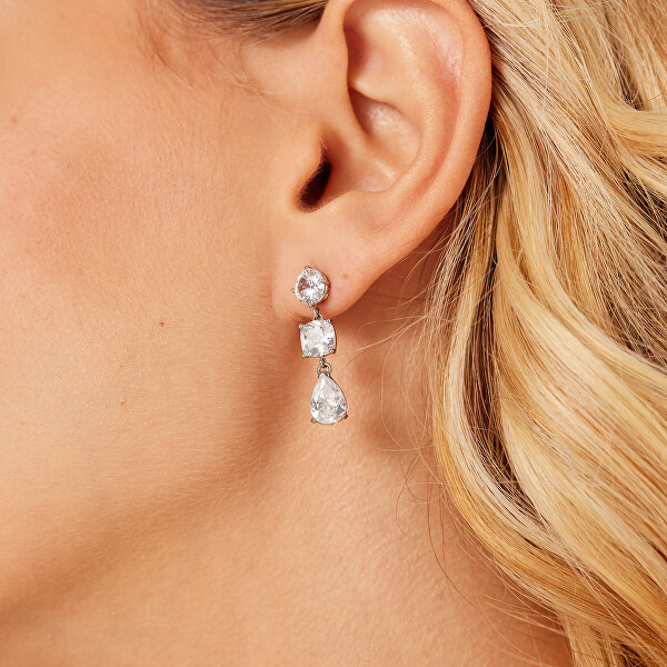 Třpytivé visací náušnice s čirými zirkony Dreaming BIG21