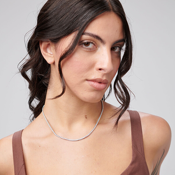 Třpytivý náhrdelník s čirými kubickými zirkony Desideri BEIN022