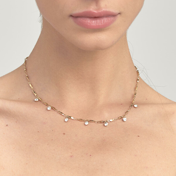 Trblietavý pozlátený náhrdelník s kryštálmi Symphonia BYM141