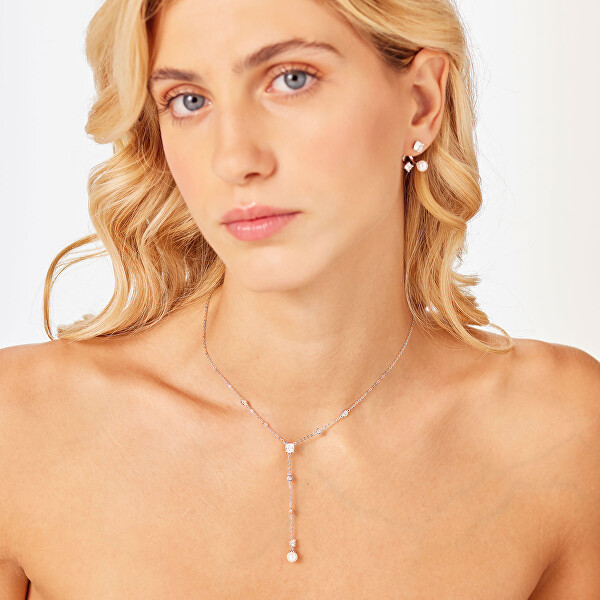 Úchvatný stříbrný náhrdelník se zirkony a perlami Infinite White Fancy FIW170