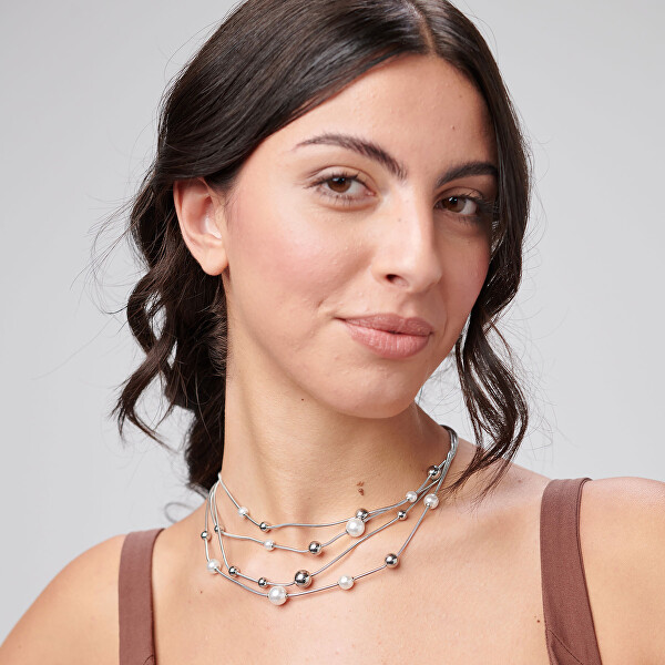 Vícevrstvý ocelový náhrdelník s perličkami Perfect BPC50