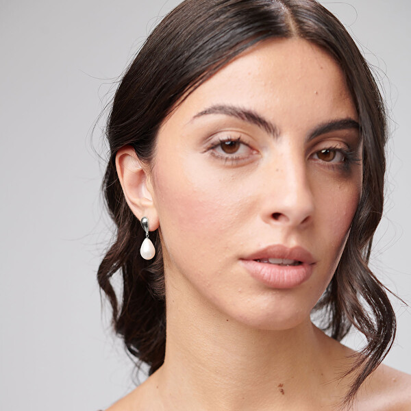 Visací ocelové náušnice se syntetickou perlou Perfect BPC74