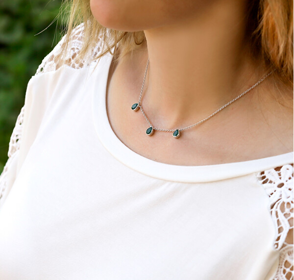 Luxusní stříbrný náhrdelník se smaragdy SMAAGS1/46