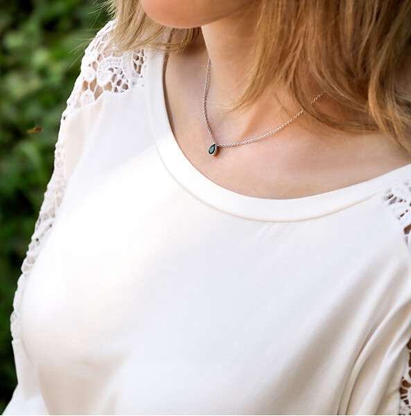 Překrásný stříbrný náhrdelník se smaragdem SMAAGS2/46