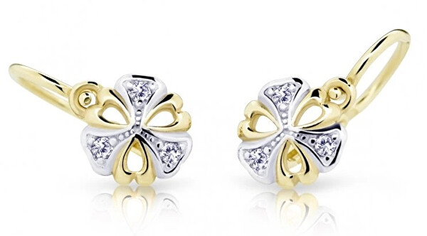 Bicolor dětské náušnice ze zlata s diamanty C2230-10-10-X-1-D
