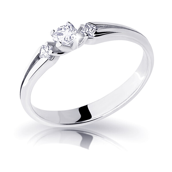 Elegantní zásnubní prsten z bílého zlata s diamanty DZ6866-2105-00-X-2