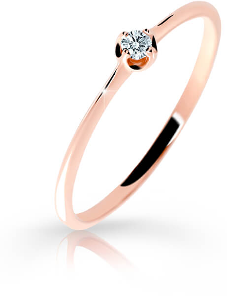 Jemný prsten z růžového zlata s briliantem DZ6729-2931-00-X-4