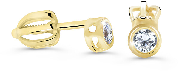 Minimalist bedugós sárga arany fülbevalók gyémántokkal DZ62231-30-00-X-1
