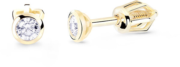Minimalist bedugós sárga arany fülbevalók gyémántokkal DZ8007-30-00-X-1