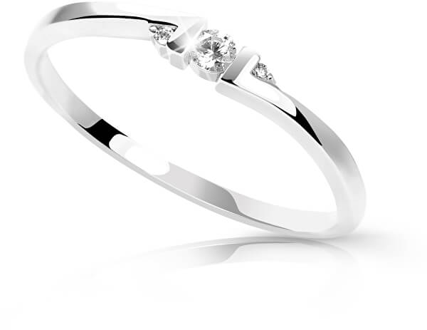 Minimalistfehér arany gyűrű gyémántokkal DZ6714-3053-00-X-2
