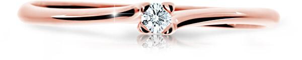 Třpytivý prsten z růžového zlata s briliantem DZ6733-2948-00-X-4