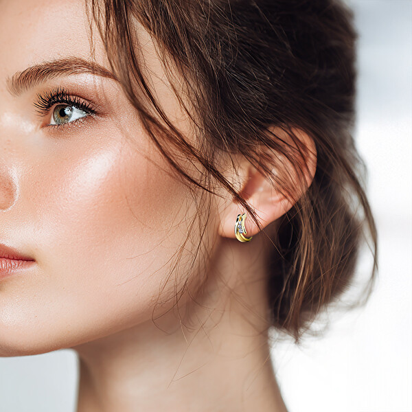 Půvabné kruhové náušnice ze žlutého zlata s brilianty DZ6433-1794-80-00-X-1