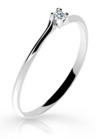 Třpytivý prsten z bílého zlata s briliantem DZ6733-2948-00-X-2