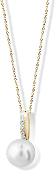 Pandantiv exclusiv din aur galben cu perle reale și zirconii Z6309-3166-40-10-X-1