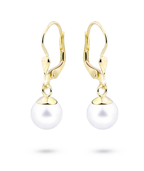Lussuosi orecchini in oro giallo con perle autentiche Z3015-55-C4-X-1