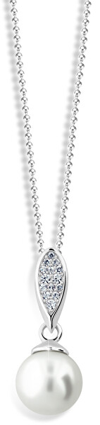 Luxusní přívěsek z bílého zlata s pravou perlou a zirkony Z6304-3152-40-10-X-2
