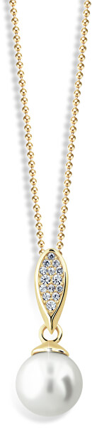 Luxusní přívěsek ze žlutého zlata s pravou perlou a zirkony Z6304-3152-40-10-X-1