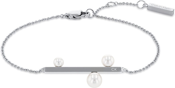 Elegante bracciale in acciaio con perle Minimal Pearl 35000177