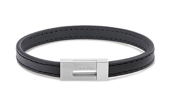 Elegante bracciale da uomo in pelle nera Exposed 35100020