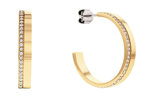 Eleganti orecchini placcati oro con cristalli Minimal Linear 35000164