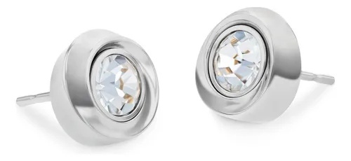 Luxusní ocelové náušnice s krystaly Twisted Bezel Solitaire 35000771