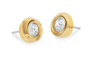 Luxusní pozlacené náušnice s krystaly Twisted Bezel Solitaire 35000772