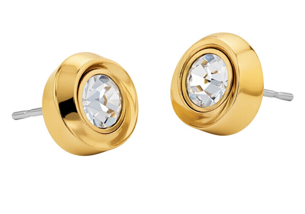 Cercei de lux placați cu aur cu cristale Twisted Bezel Solitaire 35000772