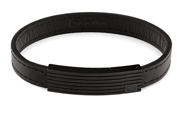 Modernes Herrenarmband aus schwarzem Leder 35000270