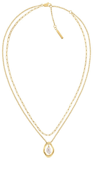 Něžný pozlacený náhrdelník Edgy Pearls 35000559