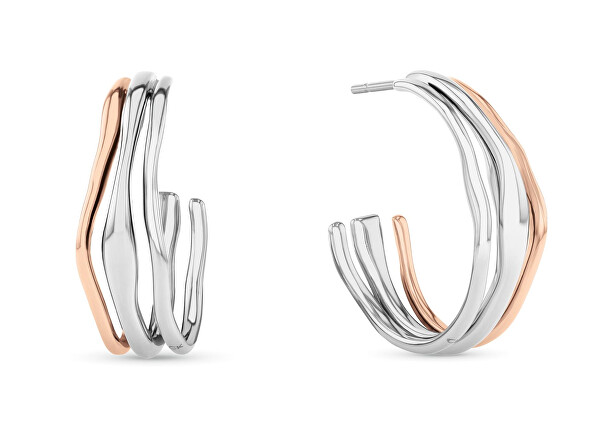Půlkruhové bicolor náušnice z oceli CK Wavy 35000650