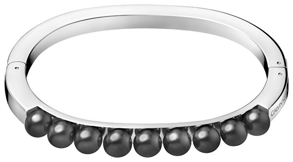 Pevný oceľový náramok s čiernymi perličkami Circling KJAKMD04010