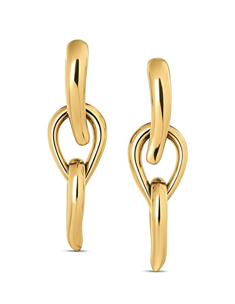 Pozlacené ocelové náušnice 2v1 Sculptured Drops 35000917