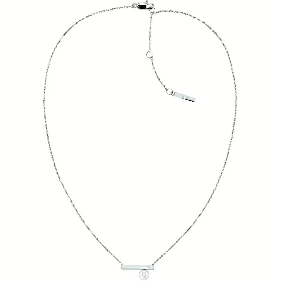 Pôvabný oceľový náhrdelník s perlou Minimal 35000175