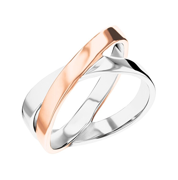 Stylový bicolor prsten z oceli Elliptical 35000854